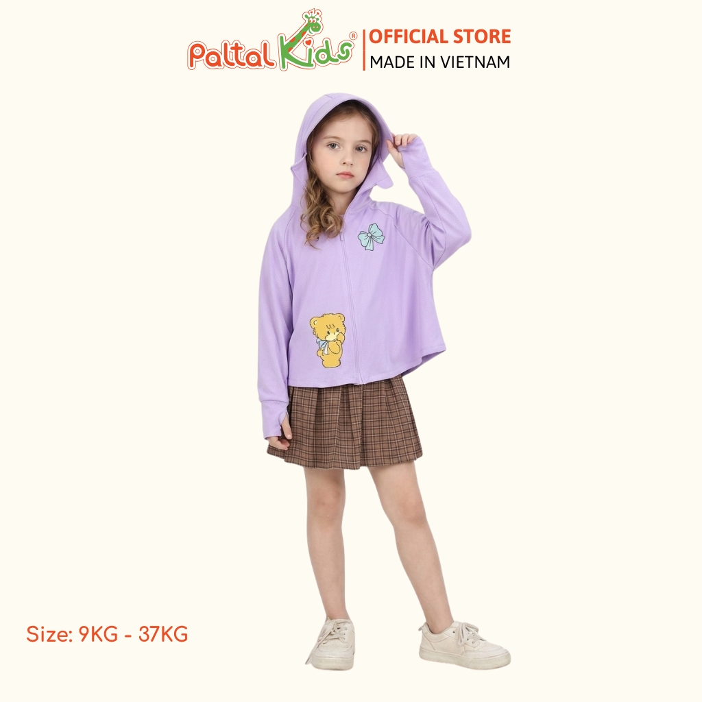Áo Khoác Croptop Poly Chống Nắng Hình In Gấu Vàng Bé Gái Cao Cấp - 311 4034