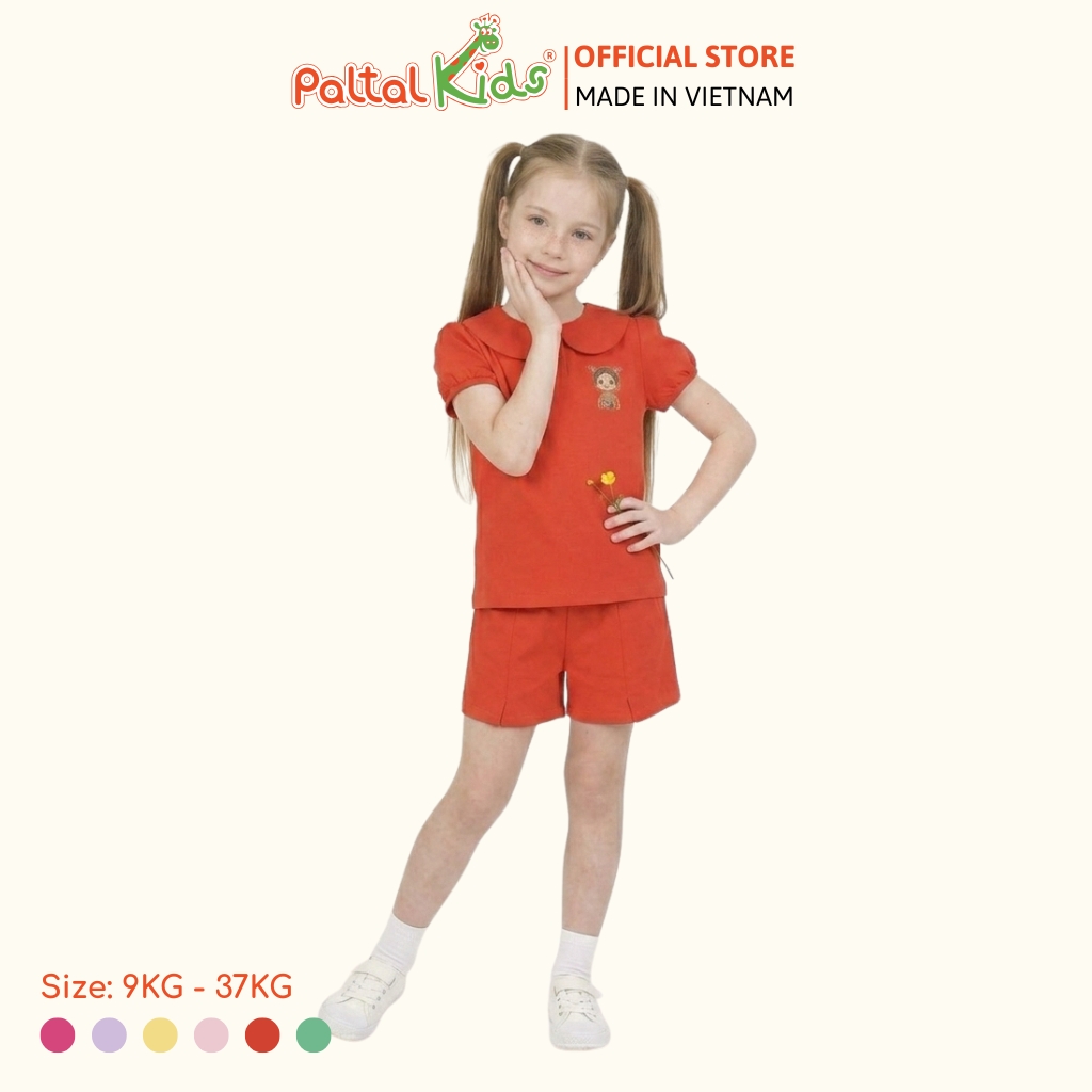 Đồ Bộ Đùi Tay Phồng Cotton Mỹ Hình In Cô Gái Xinh Xắn Bé Gái Cao Cấp - 025 2136