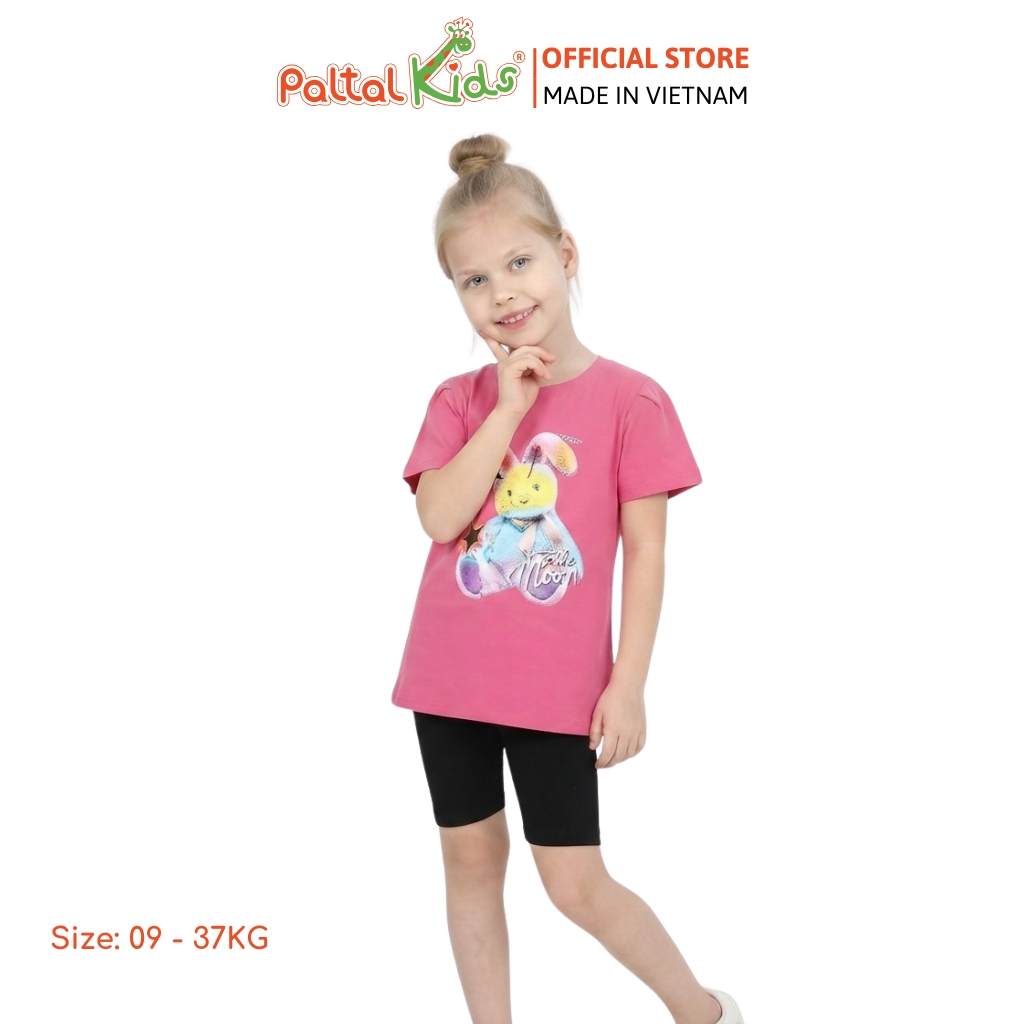 Đồ Bộ Lửng Cotton Mỹ Hình In Thỏ Cầu Vòng Bé Gái Cao Cấp - 024 7033