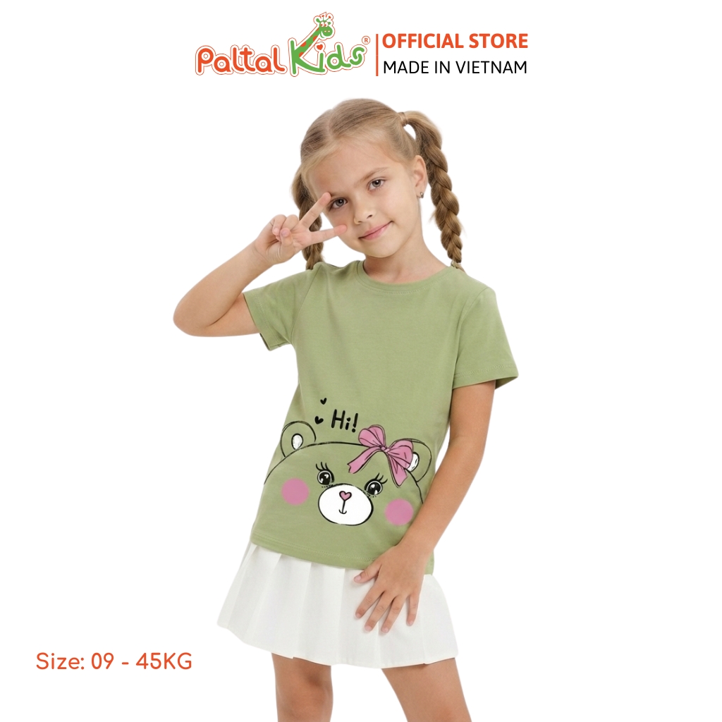 Áo Thun Cotton Melan Hình In Gấu Bé Gái Cao Cấp - 190 1410