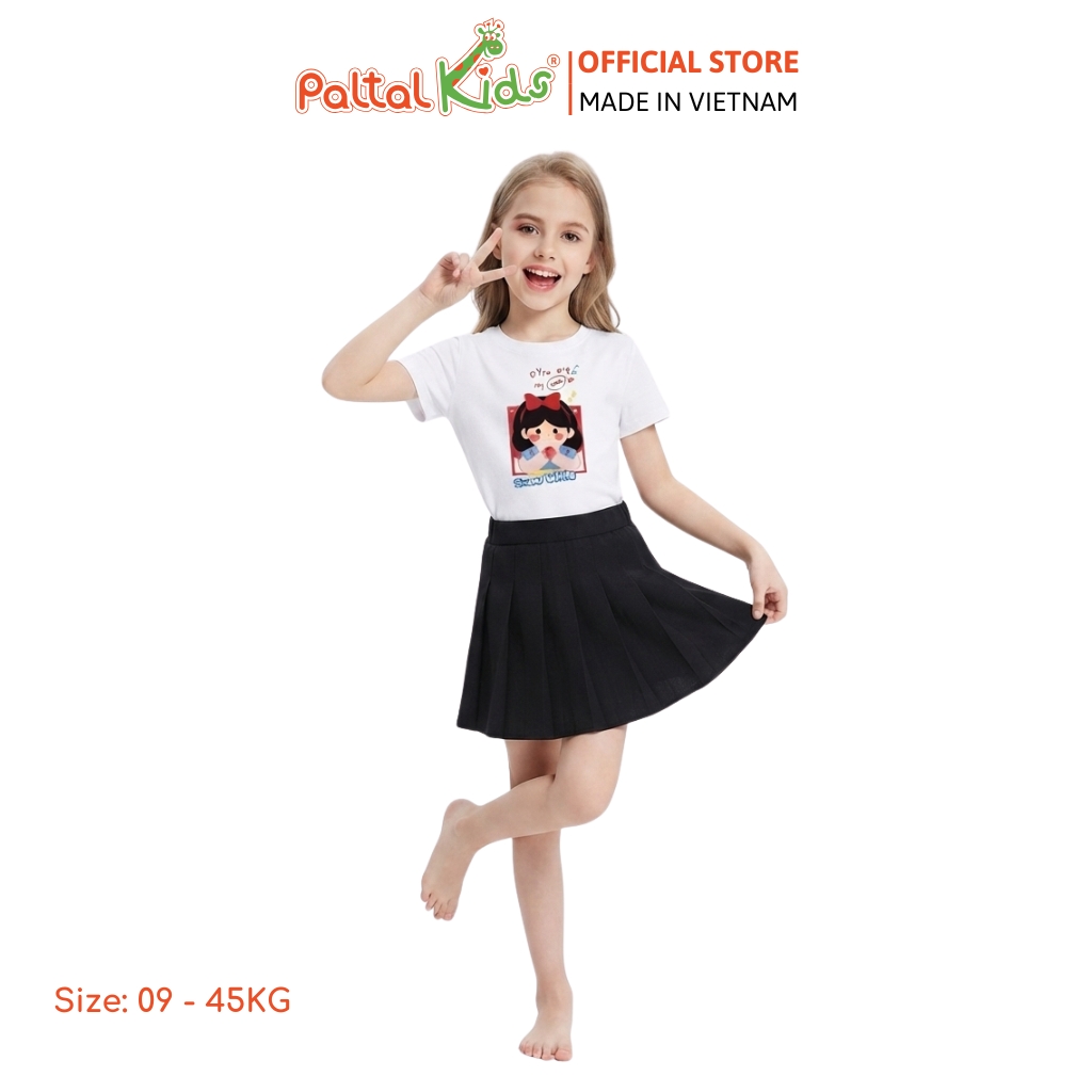 Áo Thun Cotton Mỹ Hình In Công Chúa Bạch Tuyết Bé Gái Cao Cấp - 020 1417