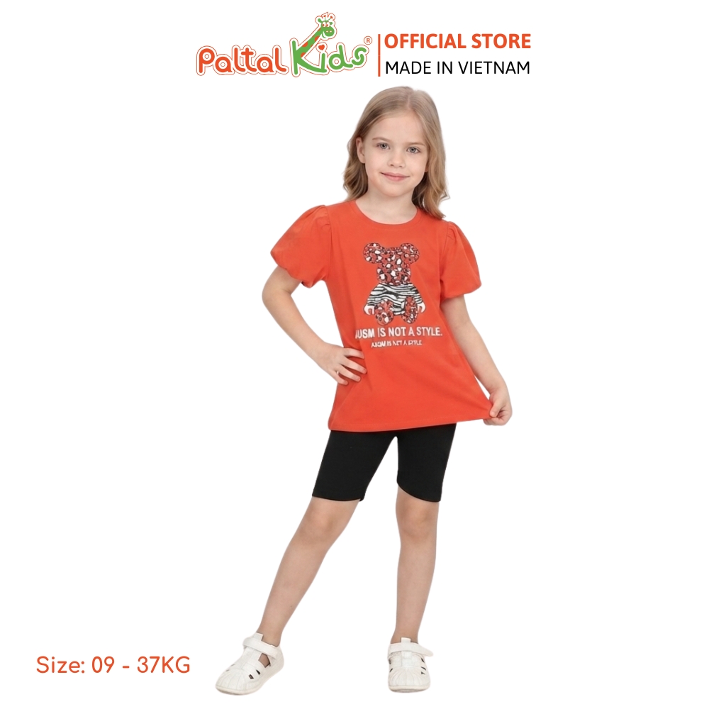 Đồ Bộ Lửng Cotton Mỹ Hình In Bear Brick Bé Gái Cao Cấp - 024 7026