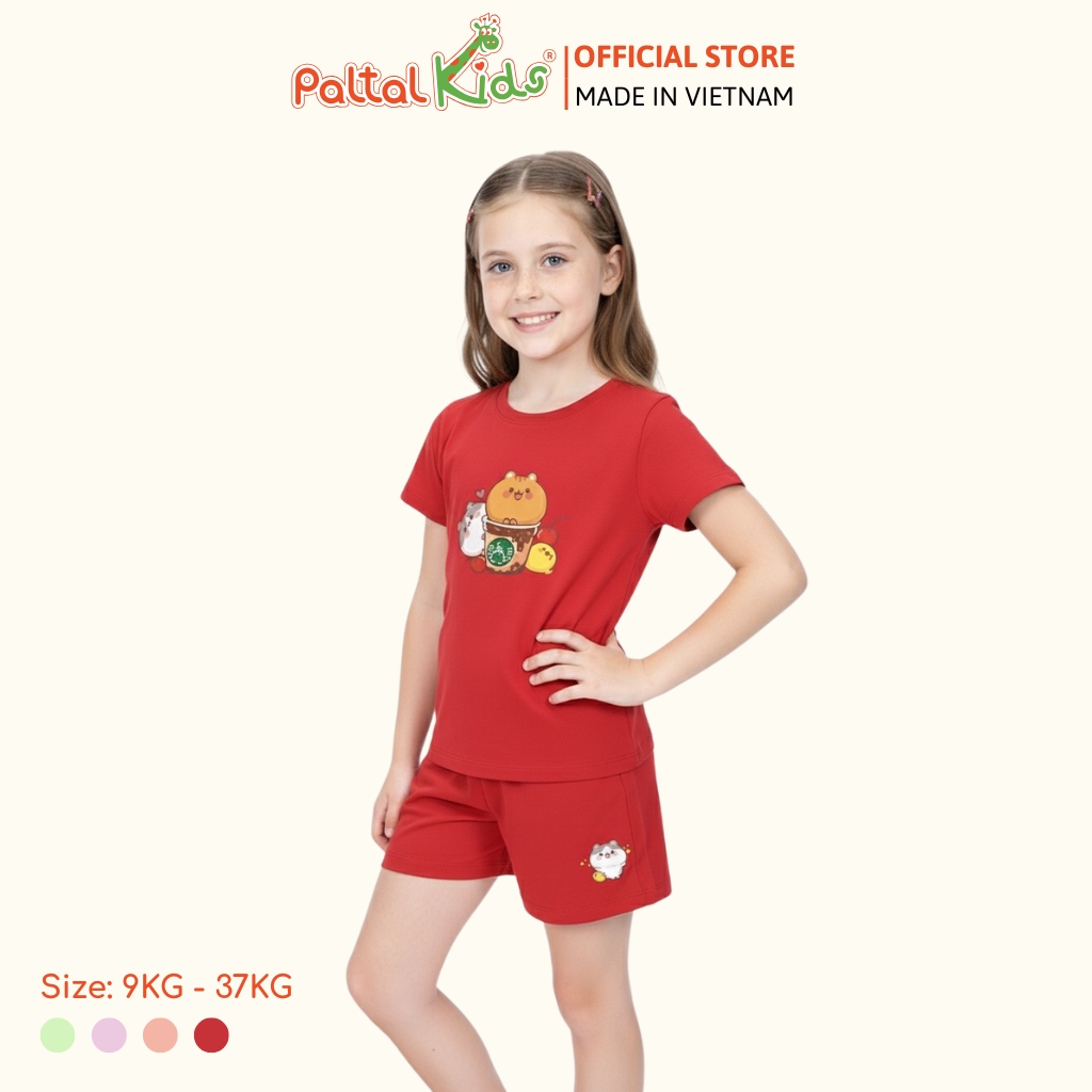 Đồ Bộ Đùi Cơ Bản Cotton Mỹ Bé Gái Cao Cấp - 025 5160 - Size 10