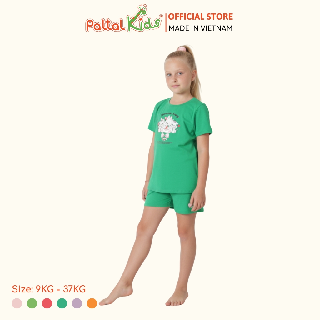 Đồ Bộ Đùi Hình In 3 Chú Thỏ Cotton Mỹ Bé Gái Cao Cấp - 025 2160