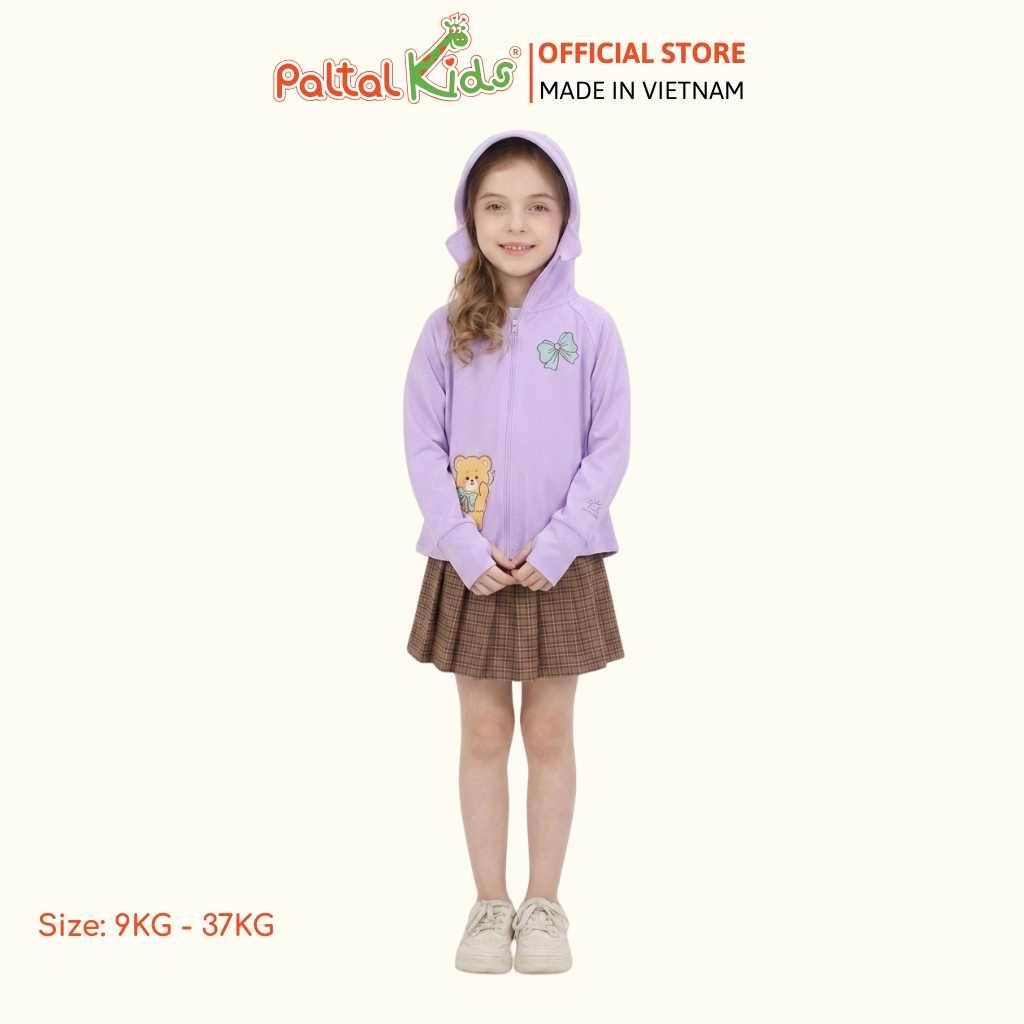 Áo Khoác Croptop Poly Chống Nắng Hình In Gấu Vàng Bé Gái Cao Cấp - 311 4034