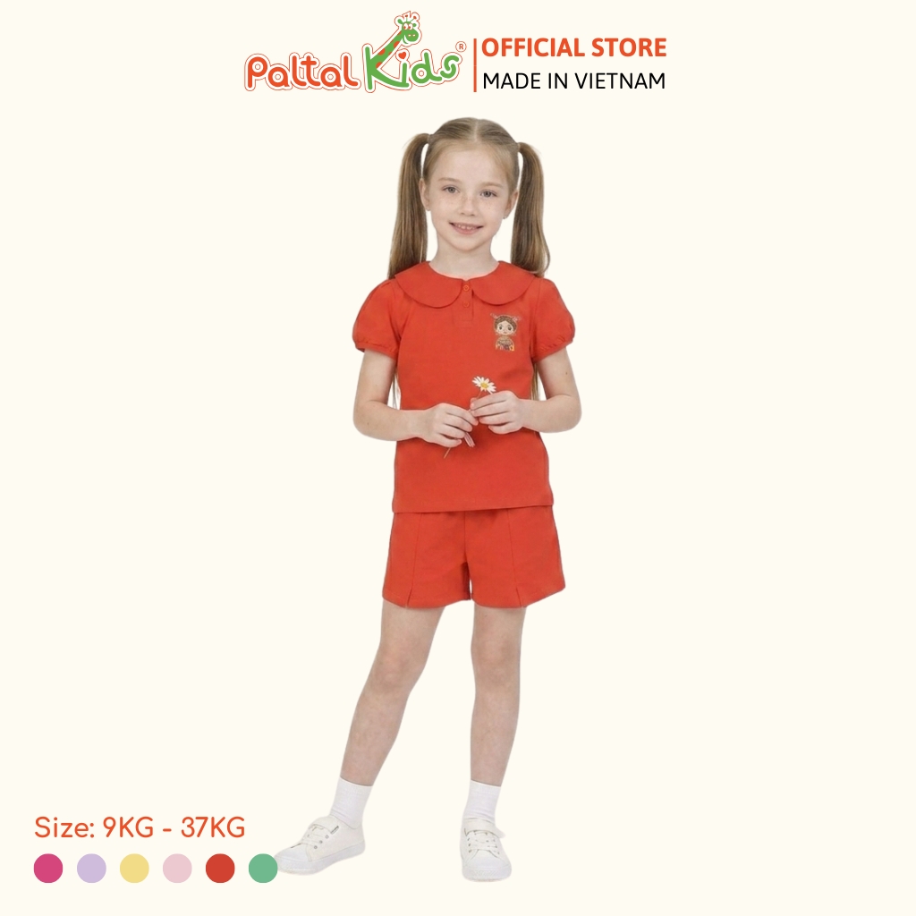 Đồ Bộ Đùi Tay Phồng Cotton Mỹ Hình In Cô Gái Xinh Xắn Bé Gái Cao Cấp - 025 2136