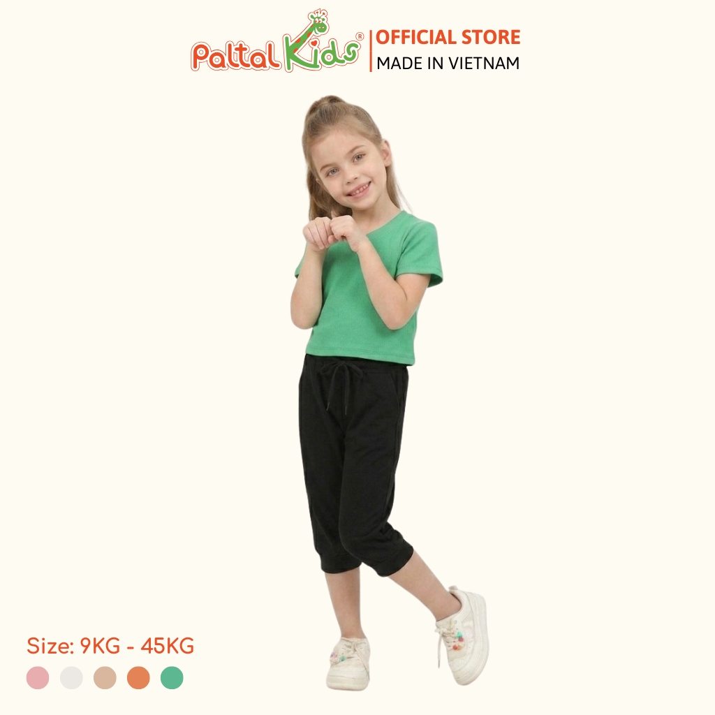 Áo Thun Croptop Cổ Tim Trơn Cotton Borib Bé Gái Cao Cấp - 220 1422