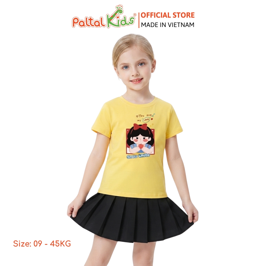 Áo Thun Cotton Mỹ Hình In Công Chúa Bạch Tuyết Bé Gái Cao Cấp - 020 1417