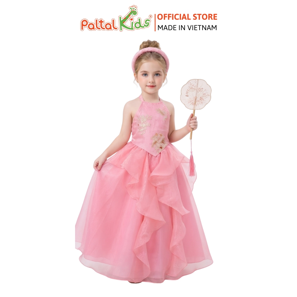 TRUNG THU 2026 - Set Yếm Phối Chân Váy Voan Xếp Tầng Tặng Kèm Mấn Bé Gái Cao Cấp