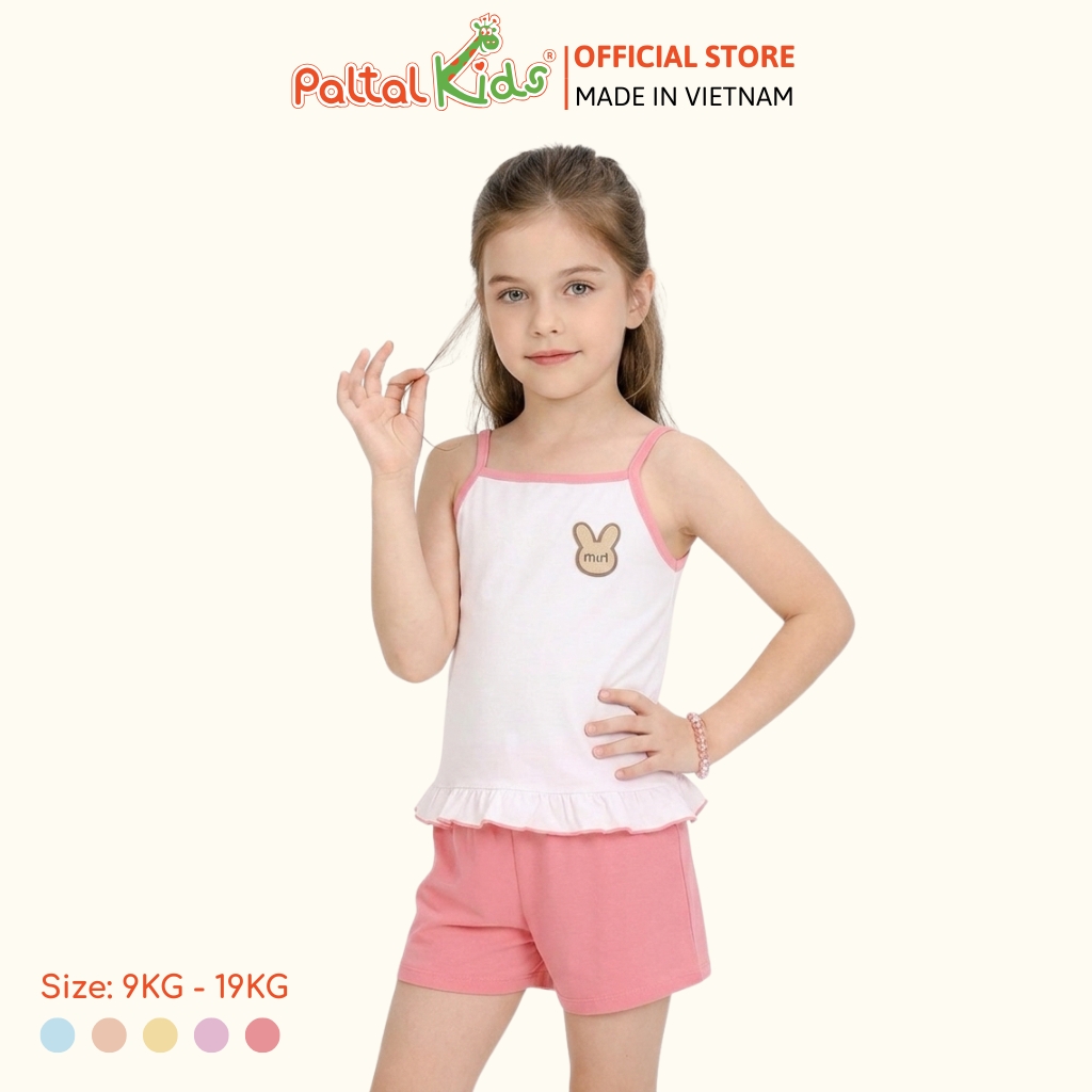 Đồ Bộ Đùi 2 Dây Lai Vạt Bèo Cotton Modal Bé Gái Cao Cấp - 205 7025