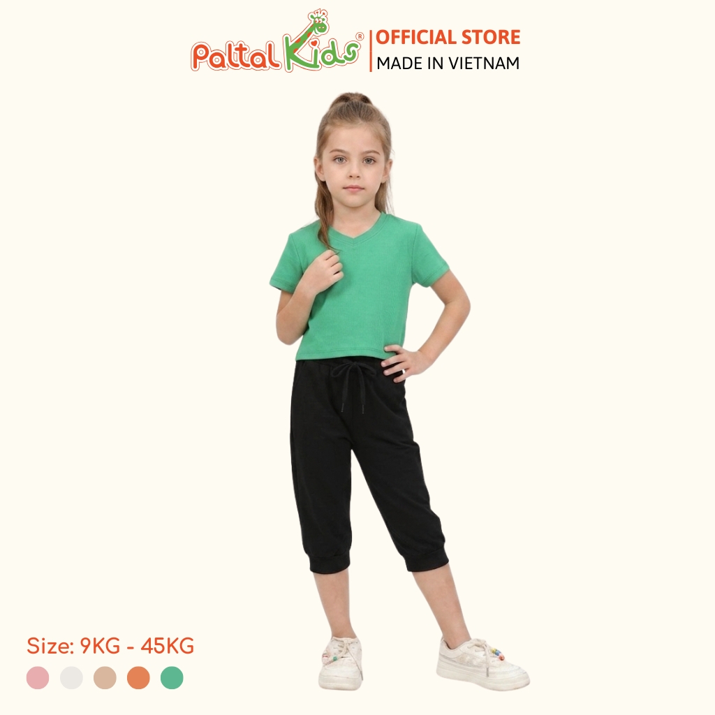 Áo Thun Croptop Cổ Tim Trơn Cotton Borib Bé Gái Cao Cấp - 220 1422