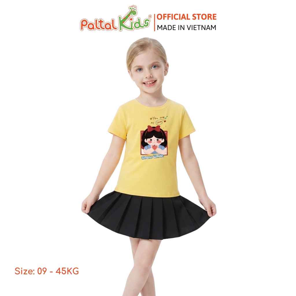 Áo Thun Cotton Mỹ Hình In Công Chúa Bạch Tuyết Bé Gái Cao Cấp - 020 1417