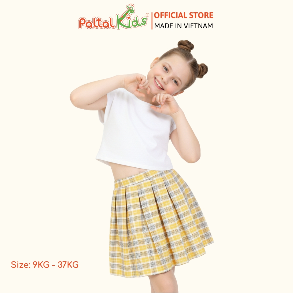 Chân Váy Xếp Ly Cotton Caro Bé Gái Cao Cấp - 112 9202