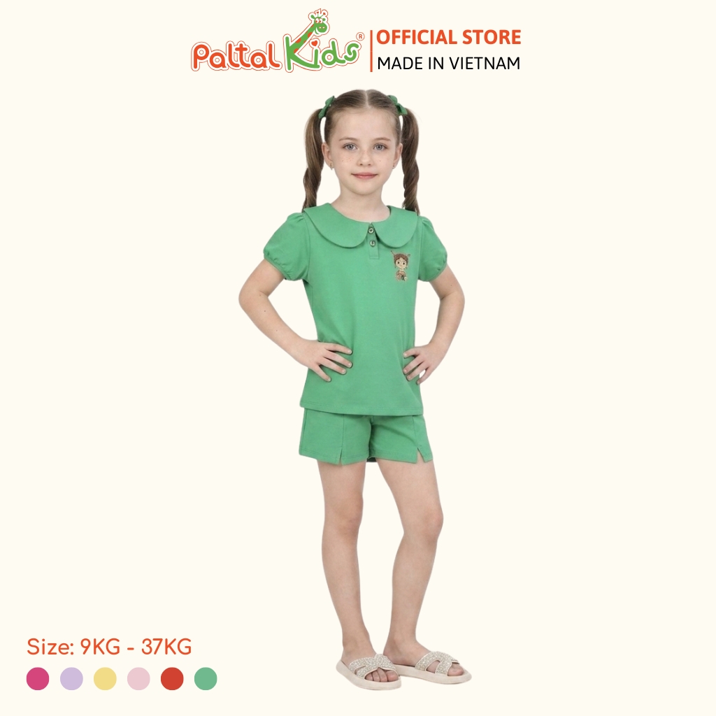 Đồ Bộ Đùi Tay Phồng Cotton Mỹ Hình In Cô Gái Xinh Xắn Bé Gái Cao Cấp - 025 2136