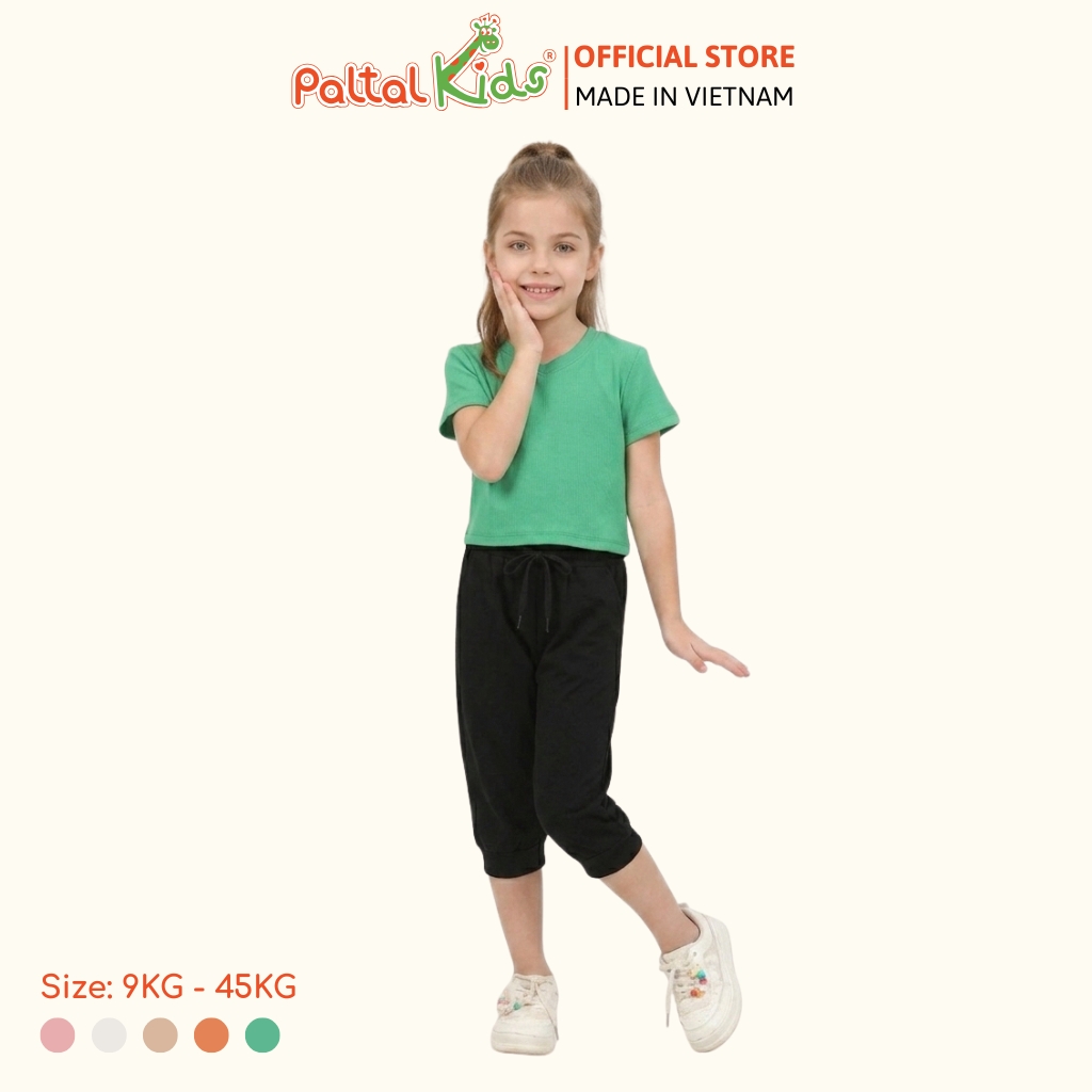 Áo Thun Croptop Cổ Tim Trơn Cotton Borib Bé Gái Cao Cấp - 220 1422