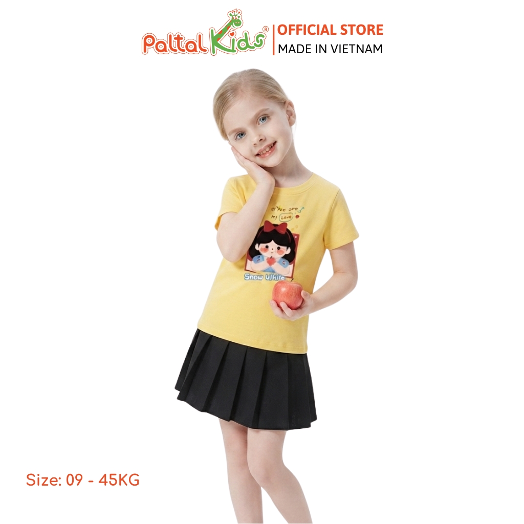 Áo Thun Cotton Mỹ Hình In Công Chúa Bạch Tuyết Bé Gái Cao Cấp - 020 1417