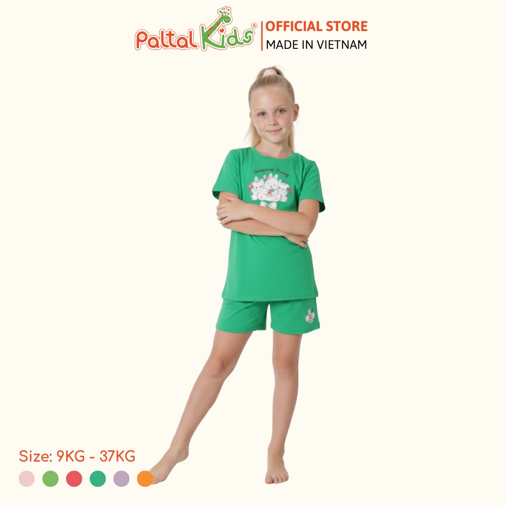 Đồ Bộ Đùi Hình In 3 Chú Thỏ Cotton Mỹ Bé Gái Cao Cấp - 025 2160