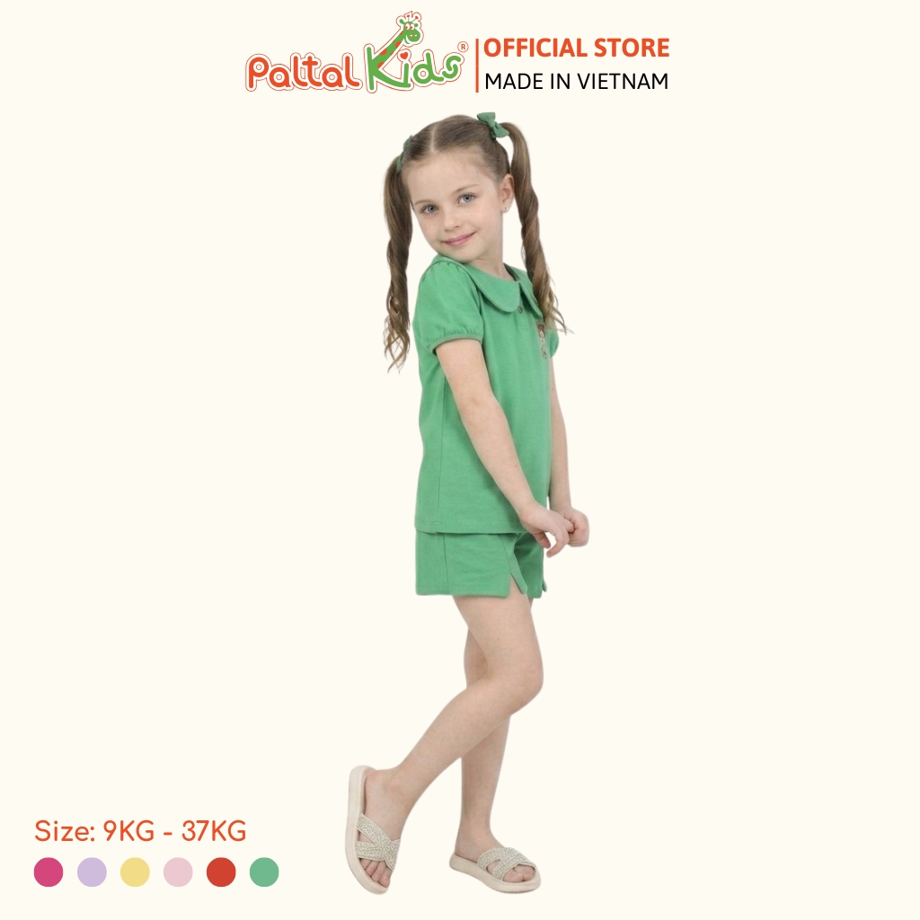 Đồ Bộ Đùi Tay Phồng Cotton Mỹ Hình In Cô Gái Xinh Xắn Bé Gái Cao Cấp - 025 2136