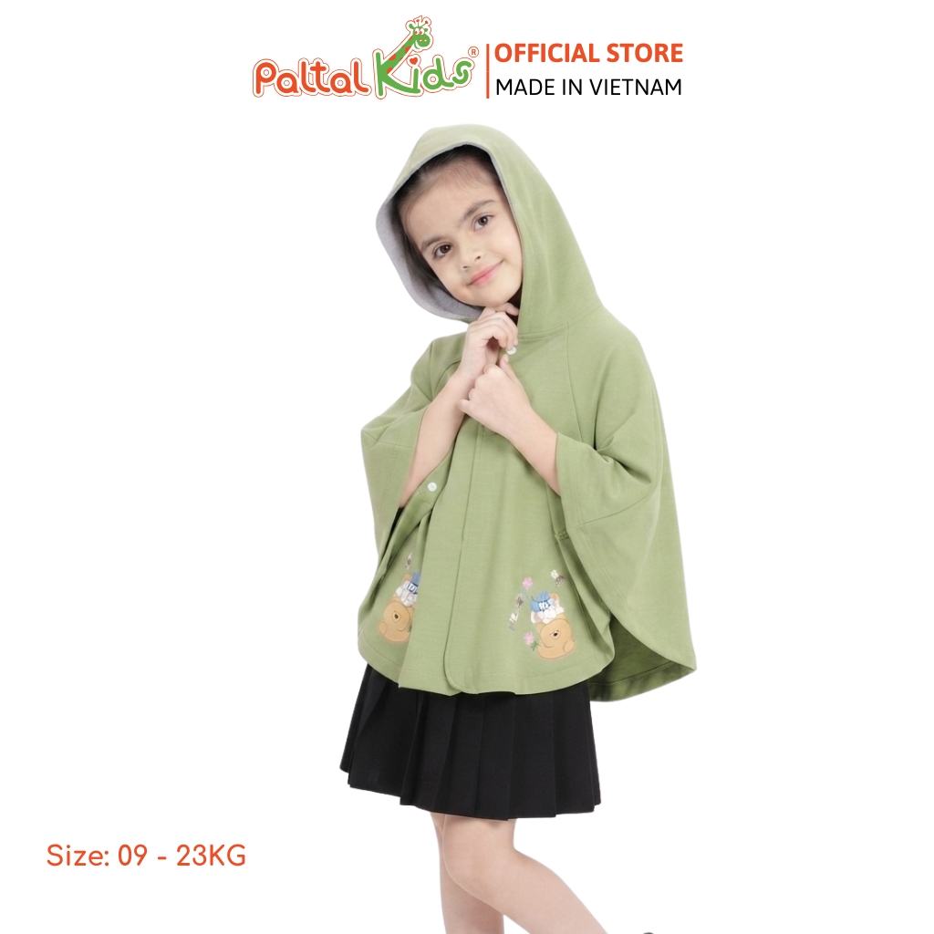 Áo Choàng Cánh Dơi Cotton Melan Hình In Chú Gấu Bé Gái Cao Cấp - 191 4027