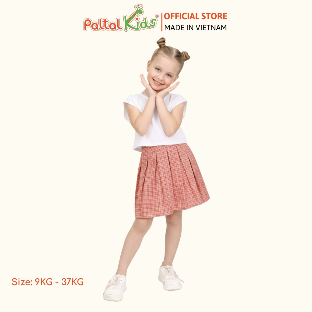 Chân Váy Xếp Ly Cotton Caro Bé Gái Cao Cấp - 112 9202