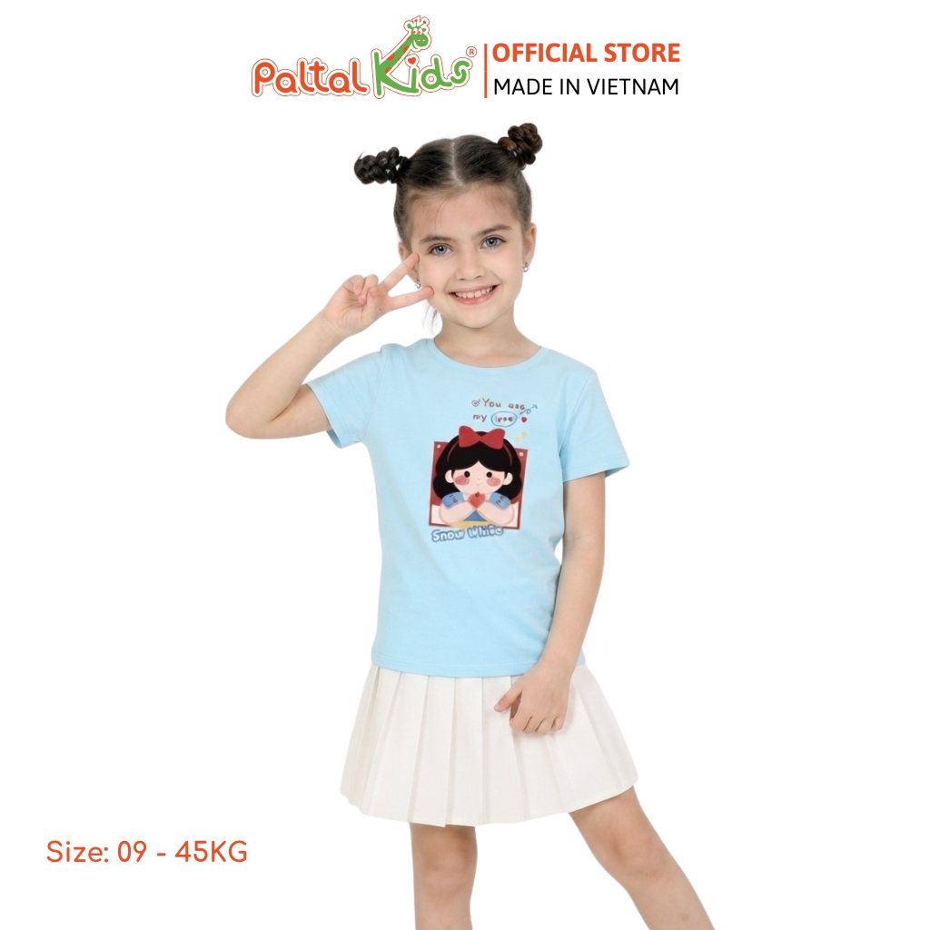 Áo Thun Cotton Mỹ Hình In Công Chúa Bạch Tuyết Bé Gái Cao Cấp - 020 1417