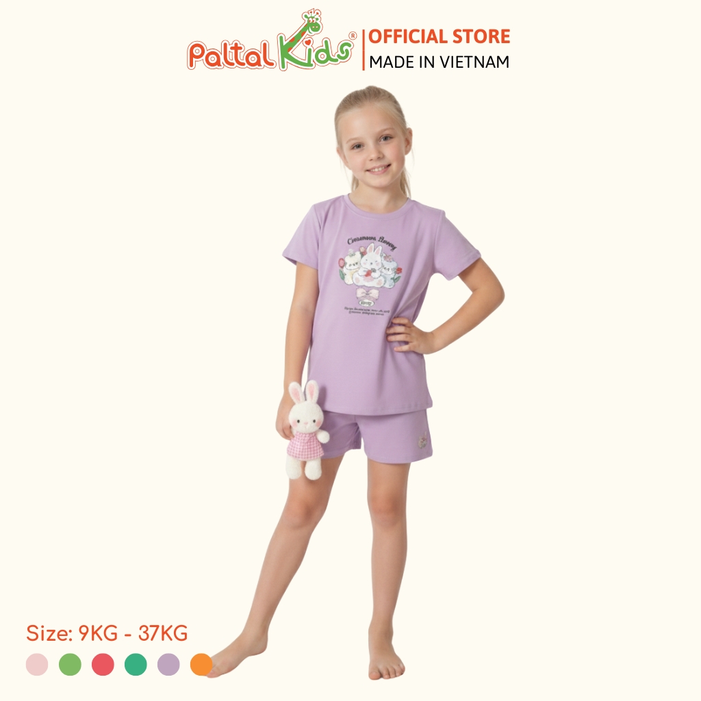 Đồ Bộ Đùi Hình In 3 Chú Thỏ Cotton Mỹ Bé Gái Cao Cấp - 025 2160