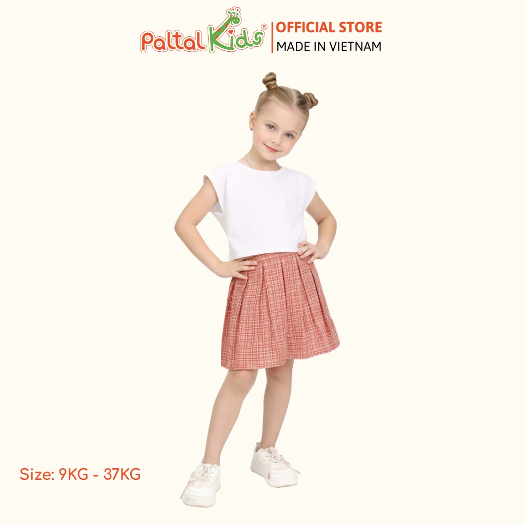 Chân Váy Xếp Ly Cotton Caro Bé Gái Cao Cấp - 112 9202