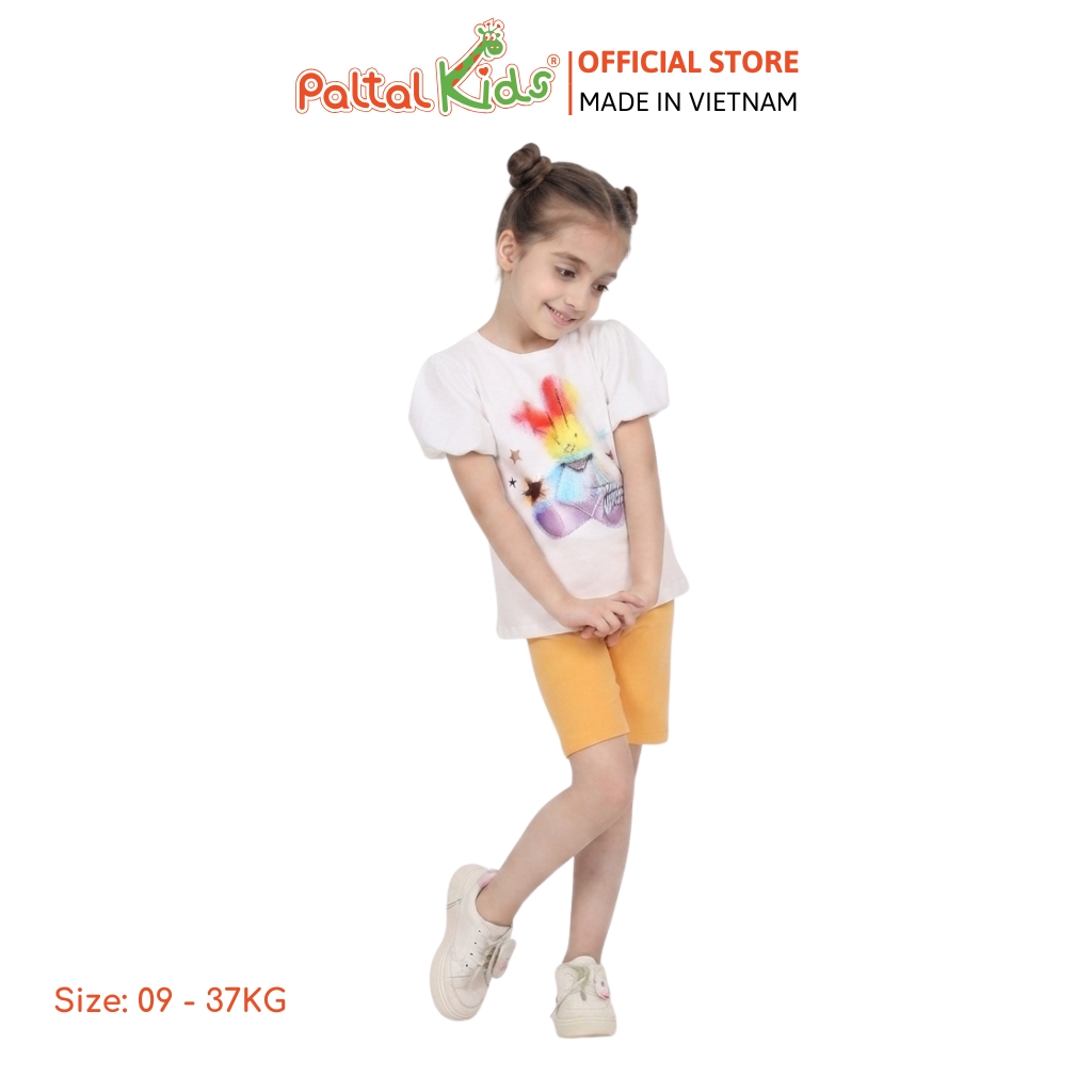 Đồ Bộ Lửng Cotton Mỹ Hình In Thỏ Cầu Vòng Bé Gái Cao Cấp - 024 7033