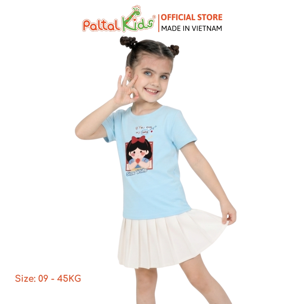Áo Thun Cotton Mỹ Hình In Công Chúa Bạch Tuyết Bé Gái Cao Cấp - 020 1417