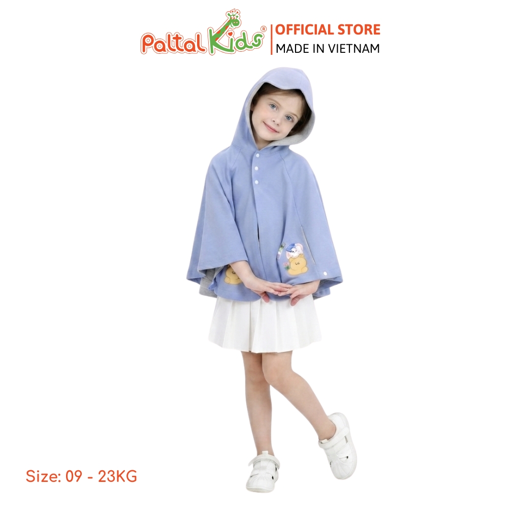 Áo Choàng Cánh Dơi Cotton Melan Hình In Chú Gấu Bé Gái Cao Cấp - 191 4027