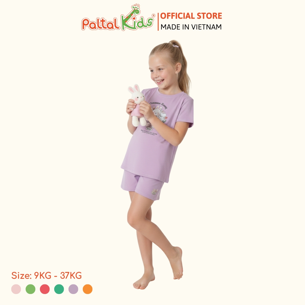 Đồ Bộ Đùi Hình In 3 Chú Thỏ Cotton Mỹ Bé Gái Cao Cấp - 025 2160