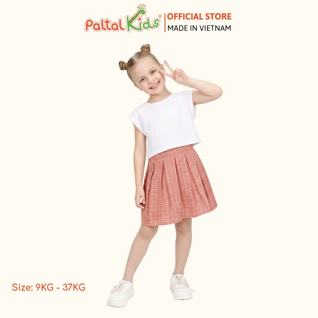 Chân Váy Xếp Ly Cotton Caro Bé Gái Cao Cấp - 112 9202