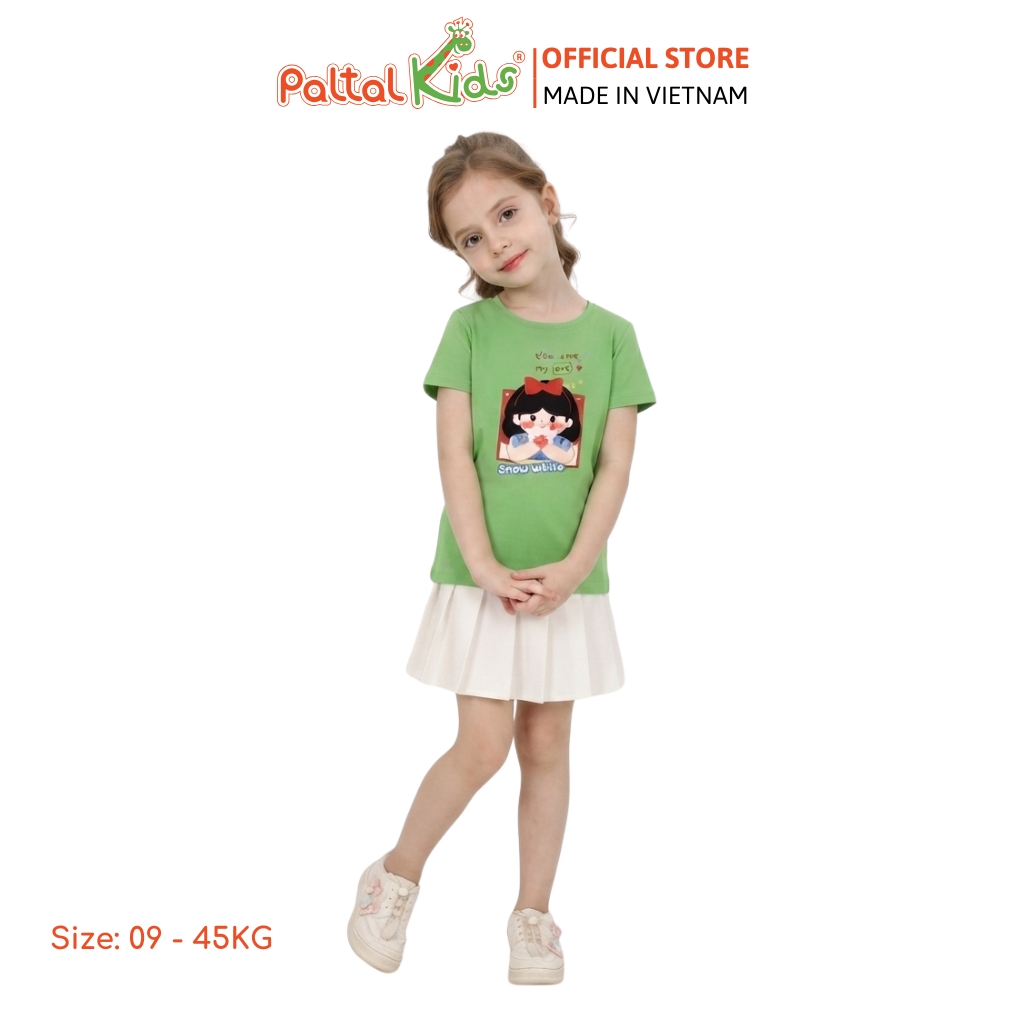 Áo Thun Cotton Mỹ Hình In Công Chúa Bạch Tuyết Bé Gái Cao Cấp - 020 1417