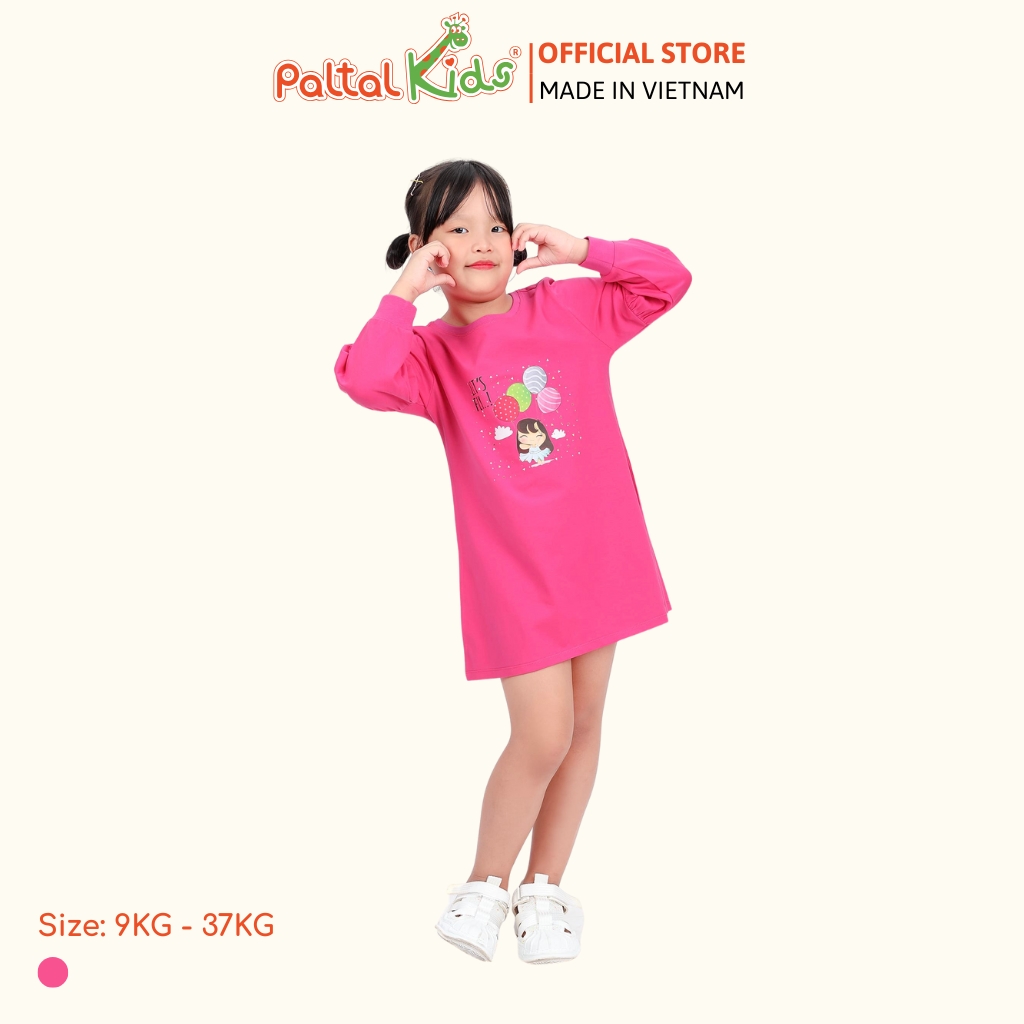 Đầm Dáng A Tay Dài Cotton Mỹ Bé Gái Cao Cấp - 020C 8011