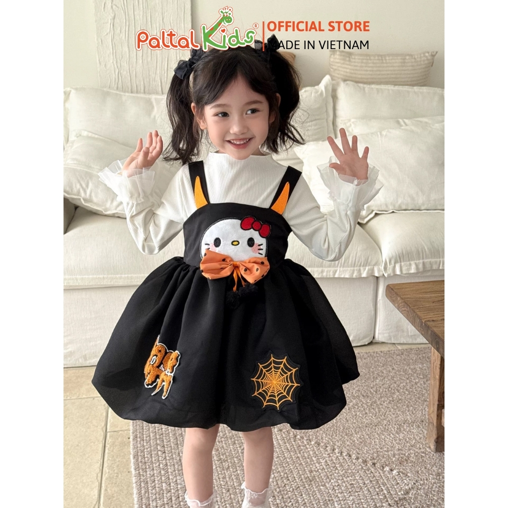 HALLOWEEN 2025 - Đầm Dáng Bí Hóa Trang Phù Thủy Bí Ngô Thêu Kitty Cao Cấp