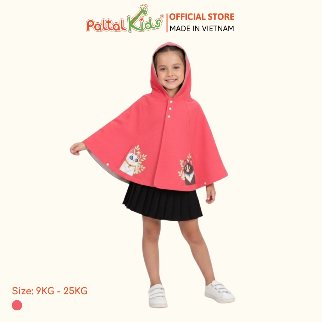 Áo Choàng Cánh Dơi Cotton Melan Bé Gái Cao Cấp - 191 4006