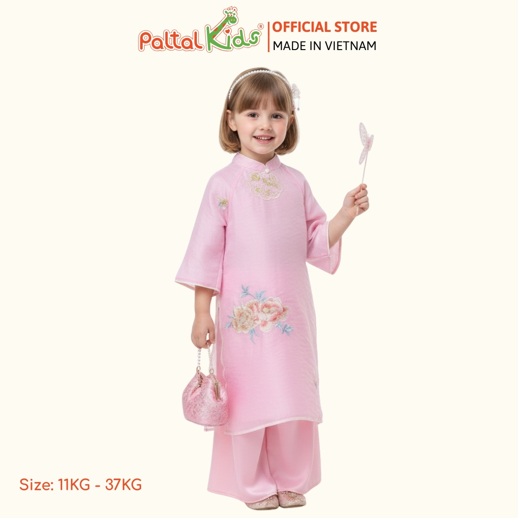 Set Áo Dài Thêu Hoa Xuân Như Ý Cách Tân Bé Gái Cao Cấp - 533 6103