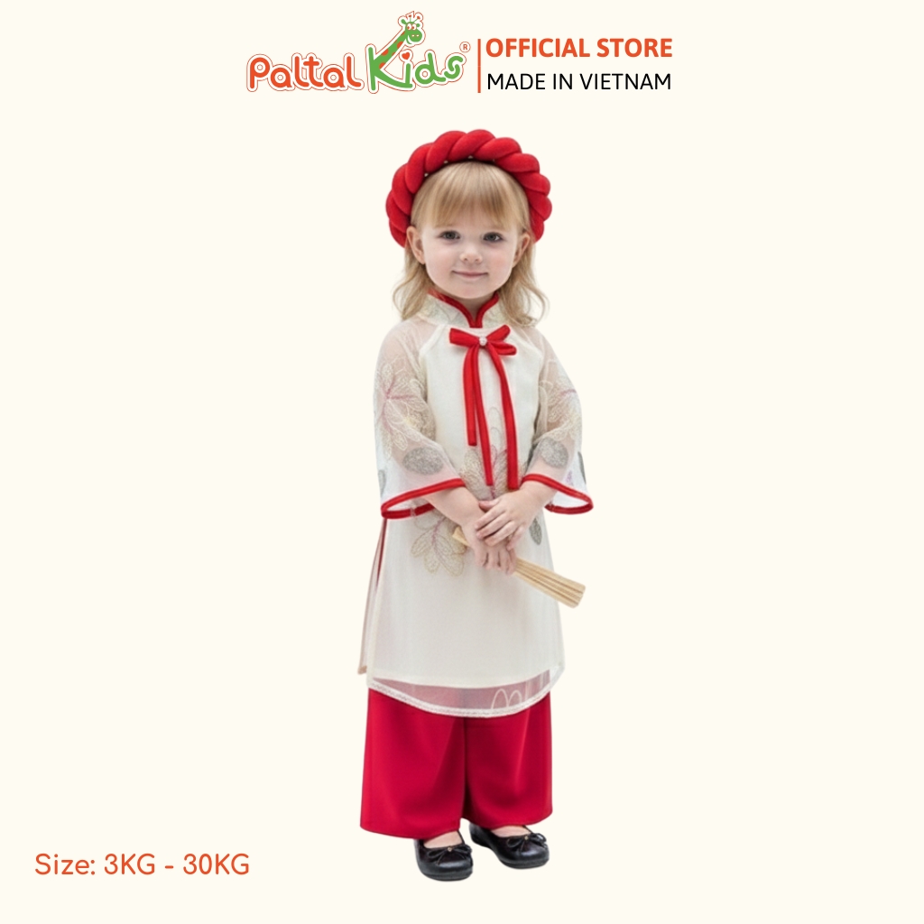 Set Áo Dài Thêu Hoa Sen Cách Tân Kèm Phụ Kiện Bé Gái Cao Cấp - 533 6080