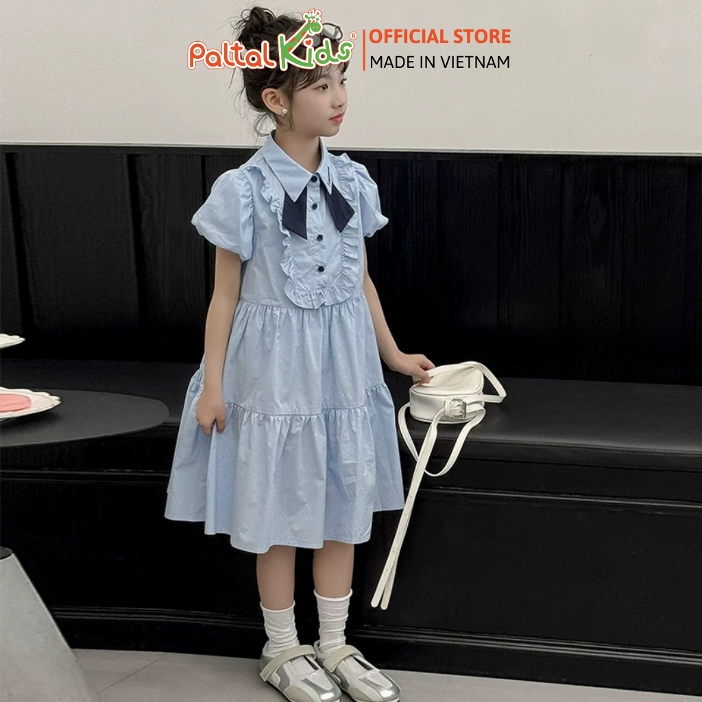 Đầm Sơ Mi Babydoll Tay Phồng Thô Mềm Bé Gái Cao Cấp - 02C 9211