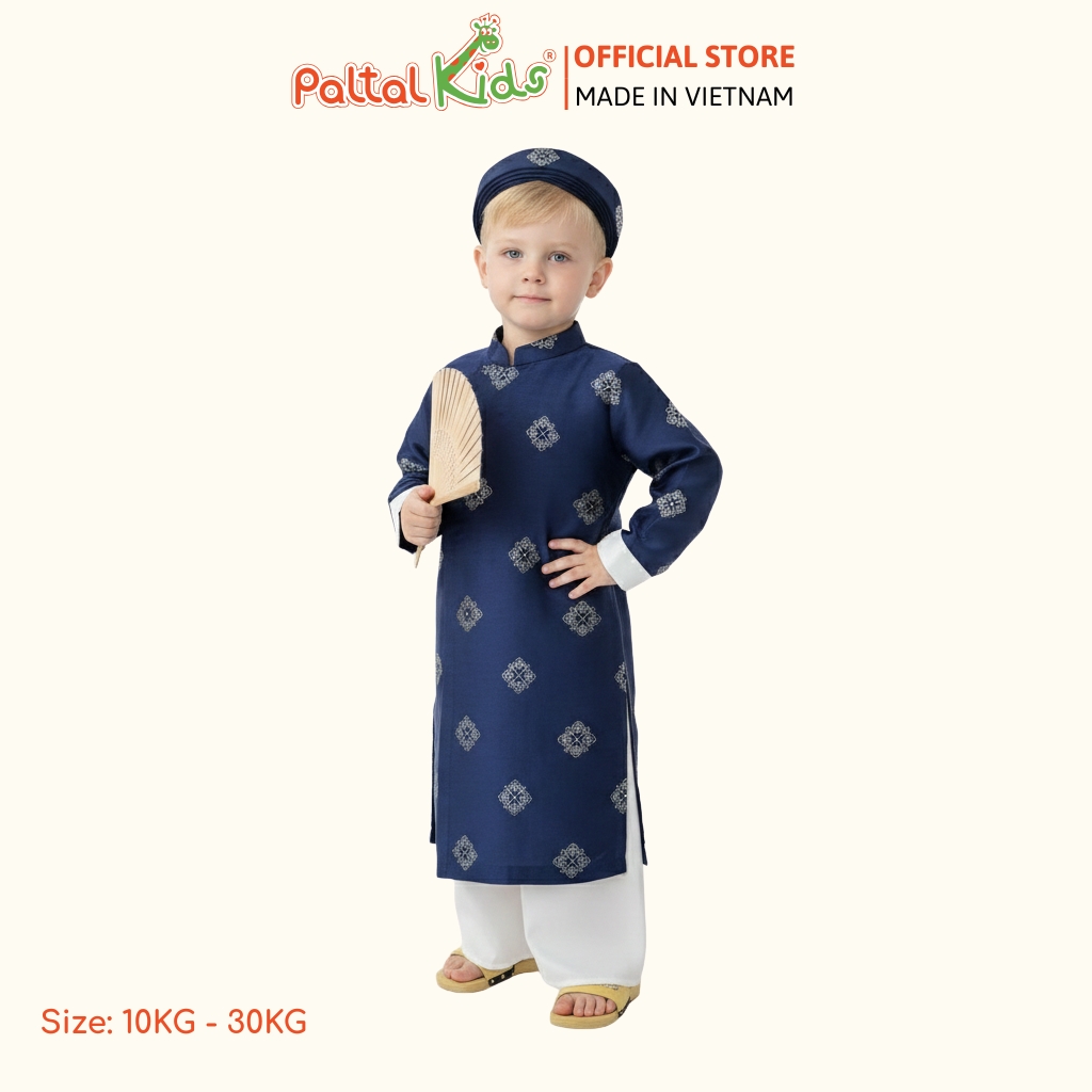 Set Áo Dài Gấm Cách Tân Kèm Khăn Đóng Bé Trai Cao Cấp - 533 6119