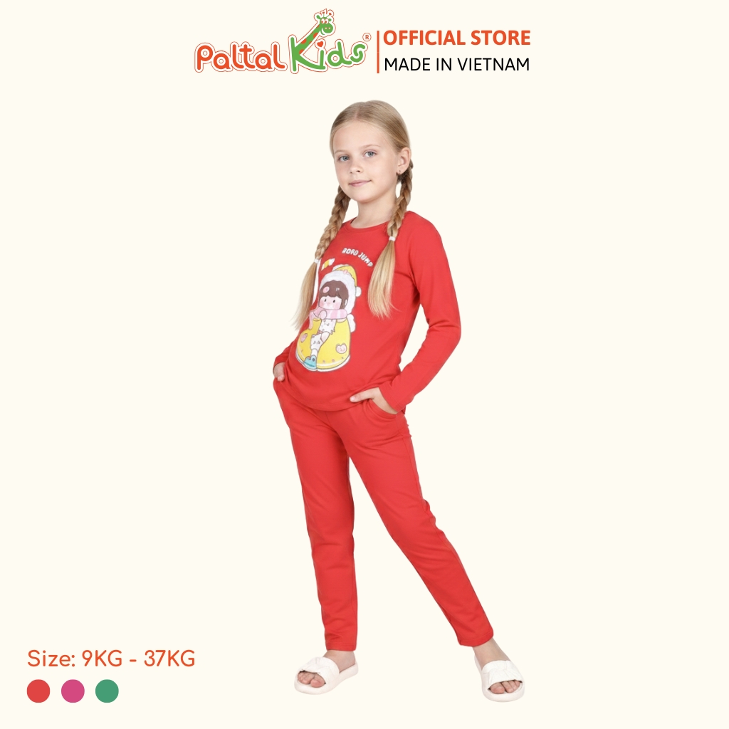 BST Mùa Đông - Đồ Bộ Tay Dài Cotton Mỹ Bé Gái Cao Cấp - 023 6021