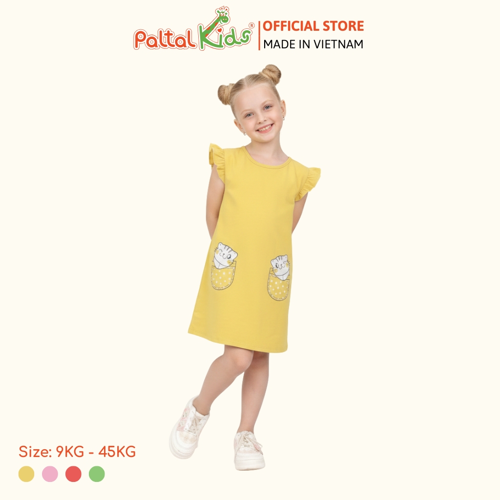 Đầm Dáng A Cánh Tiên Hình In Giả Túi Cotton Mỹ Cao Cấp - 02C 8020