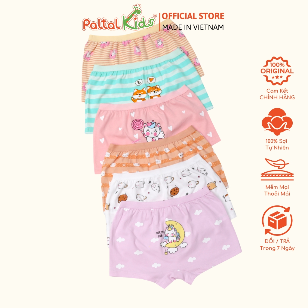 (CHE TÊN SẢN PHẨM) Lẻ 1 Quần Lót Dáng Đùi Cotton Màu Sắc Ngẫu Nhiên Bé Gái Cao Cấp - 027 7339