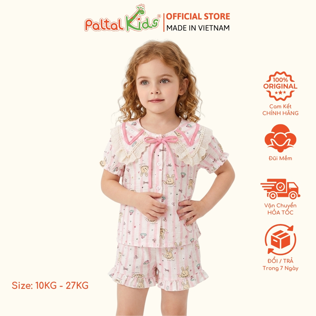 Đồ Bộ Đùi Đũi Mềm Họa Tiết Thỏ Con Phối Quần Bèo Bé Gái - 9211