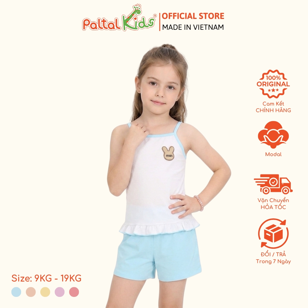 Đồ Bộ Đùi 2 Dây Lai Vạt Bèo Cotton Modal Bé Gái Cao Cấp - 205 7025