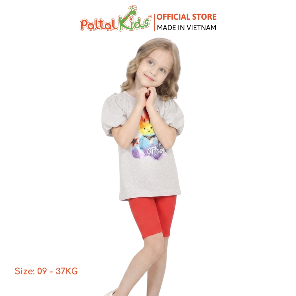 Đồ Bộ Lửng Cotton Mỹ Hình In Thỏ Cầu Vòng Bé Gái Cao Cấp - 024 7033