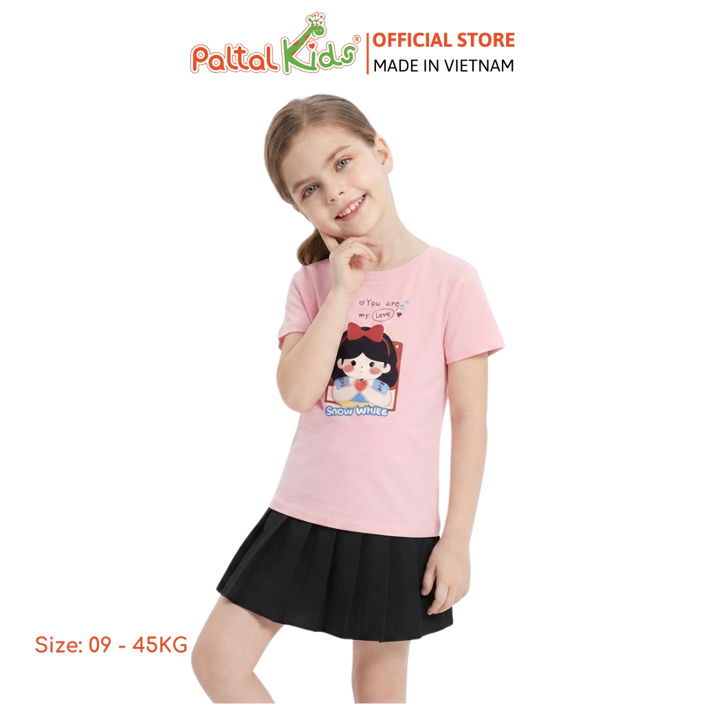 Áo Thun Cotton Mỹ Hình In Công Chúa Bạch Tuyết Bé Gái Cao Cấp - 020 1417