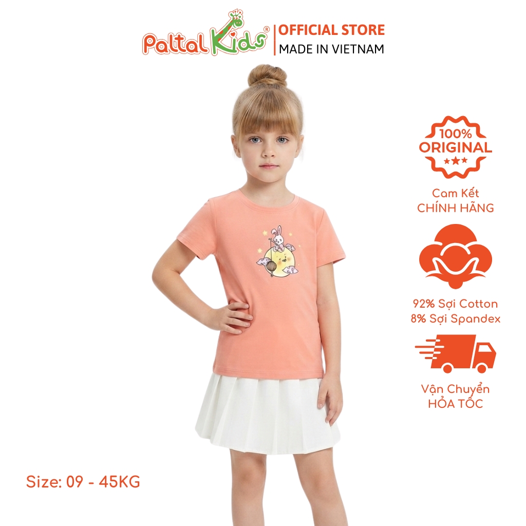 TRUNG THU 2024 - Áo Thun Cotton Mỹ Hình In Thỏ Ngọc Ngồi Cung Trăng Bé Gái Cao Cấp - 020 1429