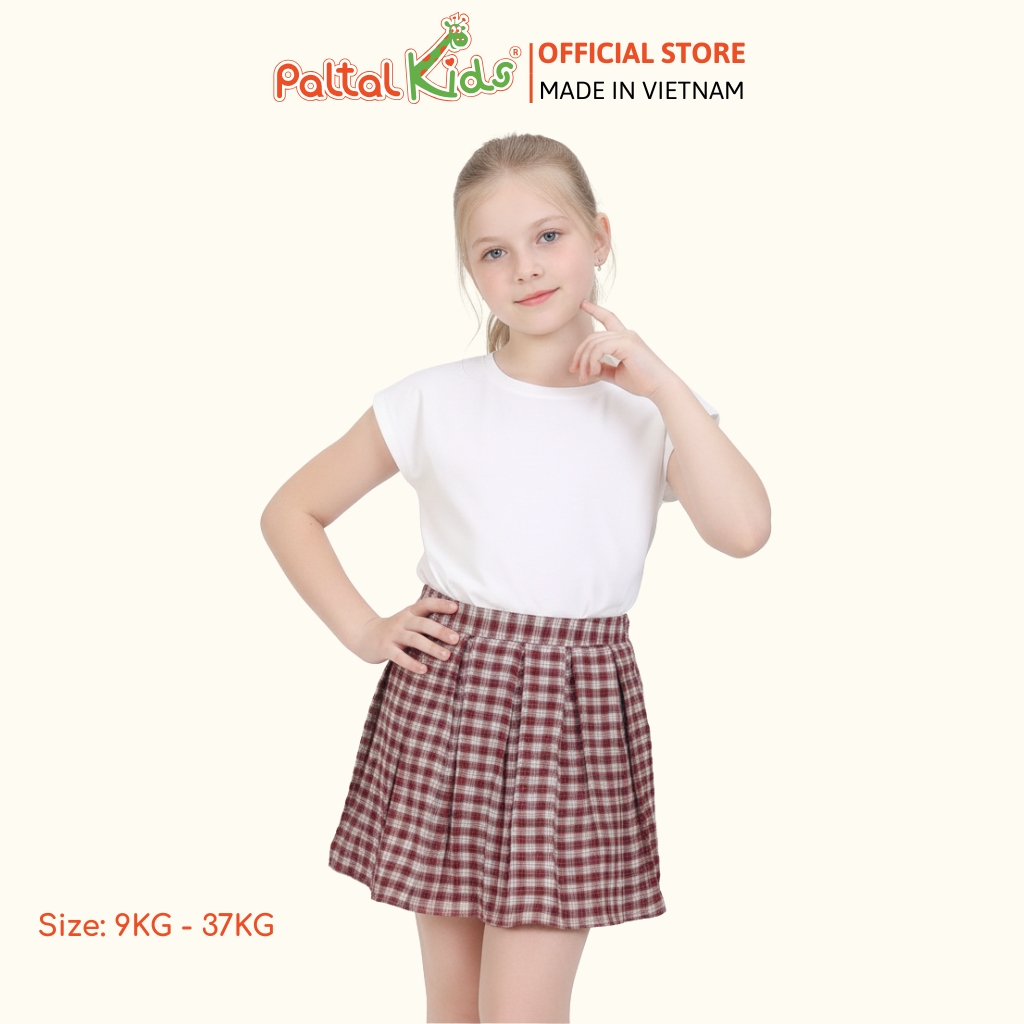 Chân Váy Xếp Ly Cotton Caro Bé Gái Cao Cấp - 112 9202