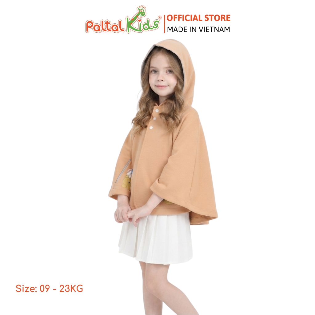 Áo Choàng Cánh Dơi Cotton Melan Hình In Chú Gấu Bé Gái Cao Cấp - 191 4027